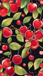 black dark cherry fruit pattern background wallpaper aesthetic illustration 5