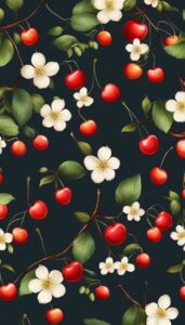 black dark cherry fruit pattern background wallpaper aesthetic illustration 6