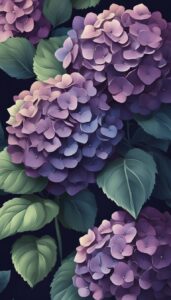 black dark hydrangea ortensia flower aesthetic background wallpaper illustration 4