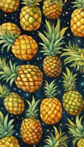 black dark pineapple ananas fruit pattern background aesthetic illustration wallpaper 2