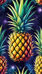 black dark pineapple ananas fruit pattern background aesthetic illustration wallpaper 3