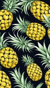 black dark pineapple ananas fruit pattern background aesthetic illustration wallpaper 4