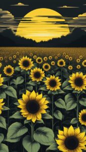 black dark sunflower background illustration aesthetic 2