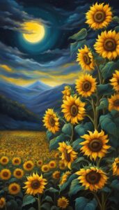 black dark sunflower background illustration aesthetic 4