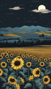 black dark sunflower background illustration aesthetic 5