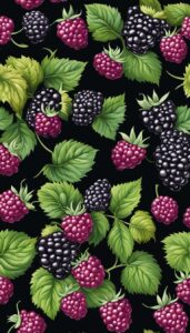 blackberries black dark pattern background wallpaper aesthetic illustration 1