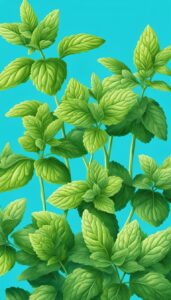 blue mint plant background aesthetic illustration wallpaper 2