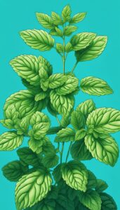 blue mint plant background aesthetic illustration wallpaper 3