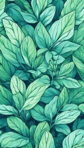 blue mint plant background aesthetic illustration wallpaper 4