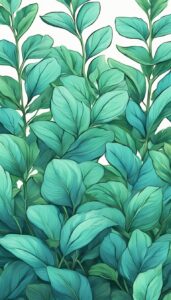 blue mint plant background aesthetic illustration wallpaper 5