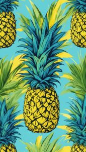 blue pineapple ananas fruit pattern background aesthetic illustration wallpaper 2