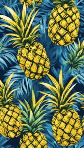 blue pineapple ananas fruit pattern background aesthetic illustration wallpaper 4