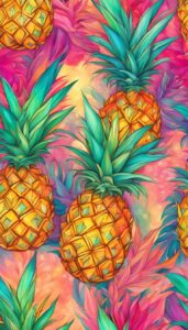 boho pineapple ananas fruit pattern background aesthetic illustration wallpaper 2