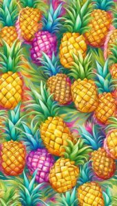 boho pineapple ananas fruit pattern background aesthetic illustration wallpaper 3