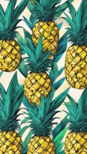 boho pineapple ananas fruit pattern background aesthetic illustration wallpaper 4