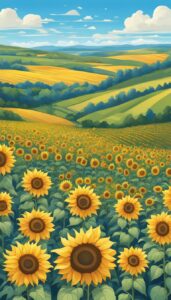 boho sunflower background illustration aesthetic 3