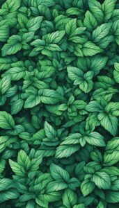 dark mint plant background aesthetic illustration wallpaper 3