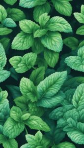 dark mint plant background aesthetic illustration wallpaper 4