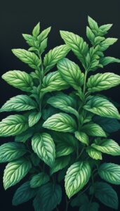 dark mint plant background aesthetic illustration wallpaper 5