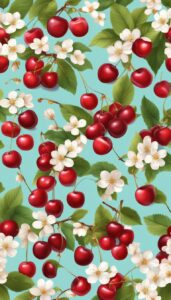 drawing cherry fruit pattern background wallpaper aesthetic illustration 1