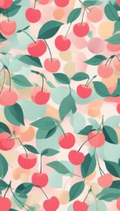 drawing cherry fruit pattern background wallpaper aesthetic illustration 2