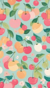 drawing cherry fruit pattern background wallpaper aesthetic illustration 3