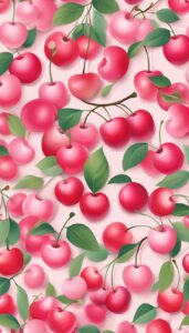 drawing cherry fruit pattern background wallpaper aesthetic illustration 4