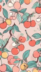 drawing cherry fruit pattern background wallpaper aesthetic illustration 6