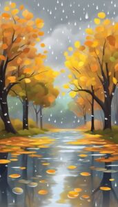fall autumn rain background wallpaper aesthetic illustration 2