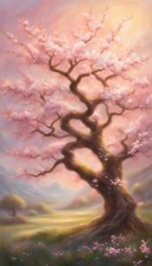 fantasy garden art almond tree blossom background illustration aesthetic wallpaper 5