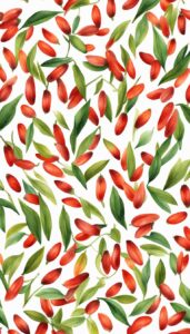 goji berries watercolor pattern background wallpaper aesthetic illustration 1