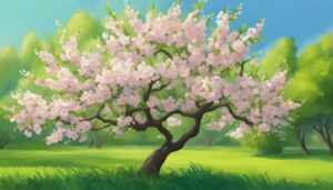 green almond tree blossom background illustration aesthetic wallpaper 1