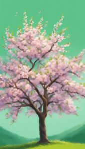 green almond tree blossom background illustration aesthetic wallpaper 4