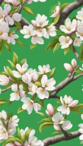 green almond tree blossom background illustration aesthetic wallpaper 5