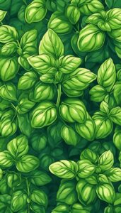 green basil plant leaves background aesthetic illustration wallpaper 2