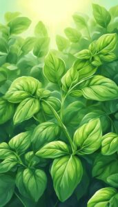 green basil plant leaves background aesthetic illustration wallpaper 3
