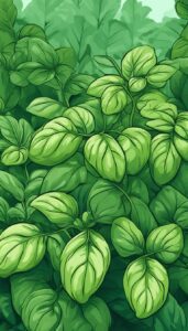green basil plant leaves background aesthetic illustration wallpaper 4