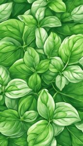 green basil plant leaves background aesthetic illustration wallpaper 6
