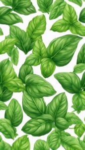 green basil plant leaves background aesthetic illustration wallpaper 7