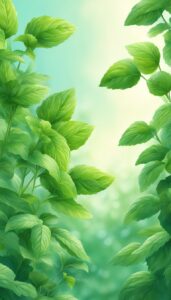 green mint plant background aesthetic illustration wallpaper 2