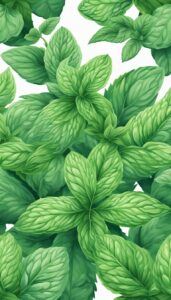 green mint plant background aesthetic illustration wallpaper 3