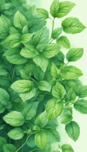 green mint plant background aesthetic illustration wallpaper 4