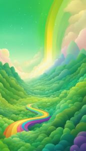 green rainbow background wallpaper aesthetic illustration 4
