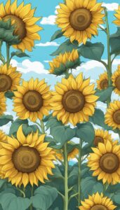 hand drawn style sunflower background illustration aesthetic 3