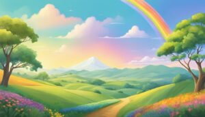 landscape rainbow background wallpaper aesthetic illustration 1