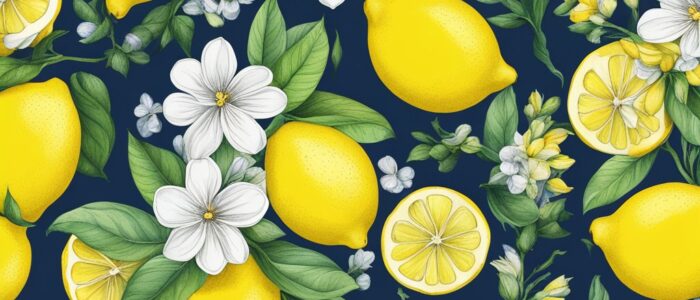 lemons and flowers pattern background illustration 1