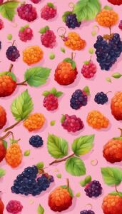 mulberry fruit pink pattern background wallpaper aesthetic illustration 1