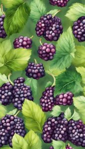 mulberry fruit watercolor pattern background wallpaper aesthetic illustration 2
