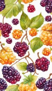 mulberry fruit white pattern background wallpaper aesthetic illustration 1