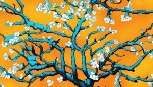 orange almond tree blossom background illustration aesthetic wallpaper 1